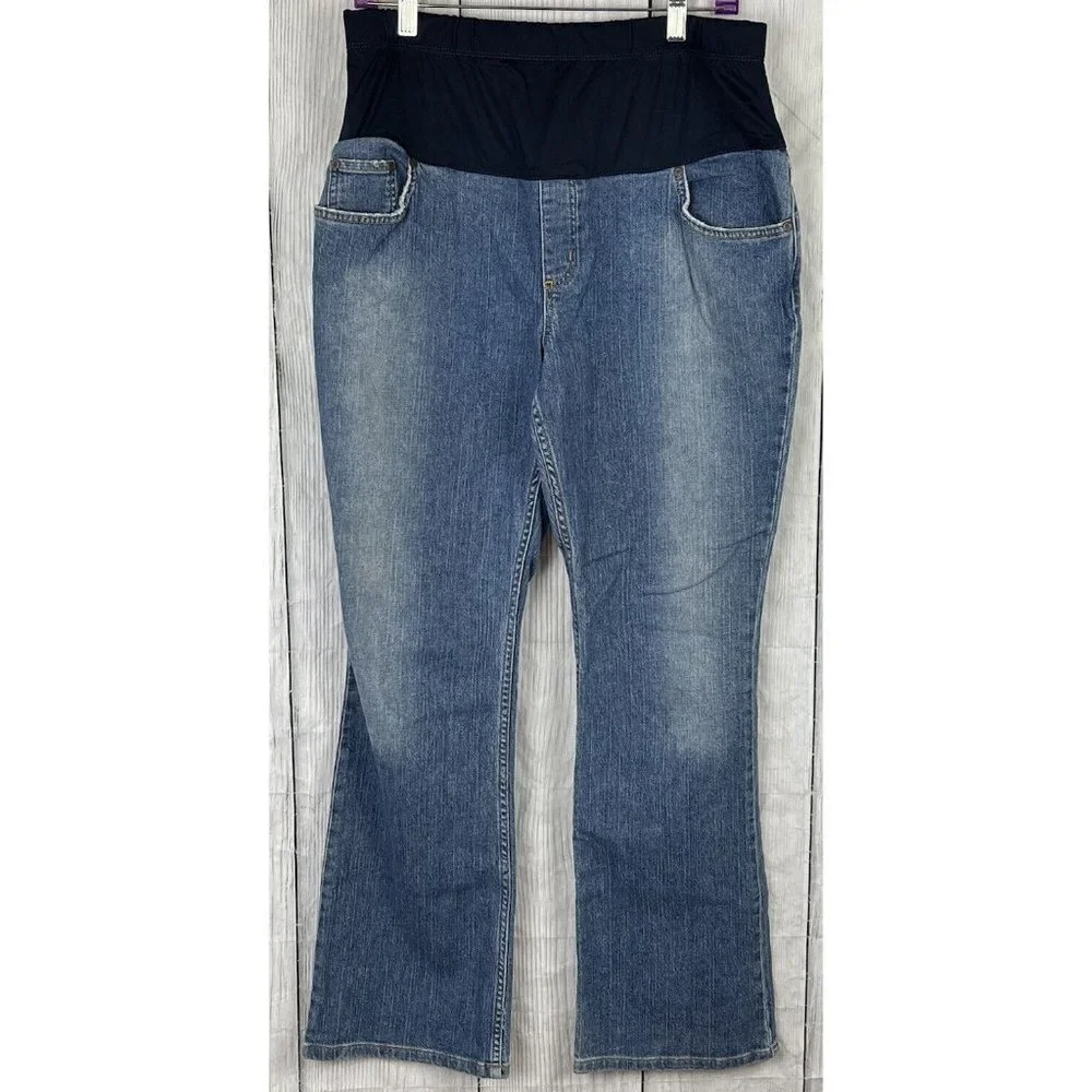 Liz Lange Maternity Blue Jeans Size 8 Stretch Boot Cut Elastic Tummy Panel